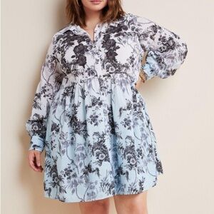 Anthropologie Lavinia Embroidered Shirtdress